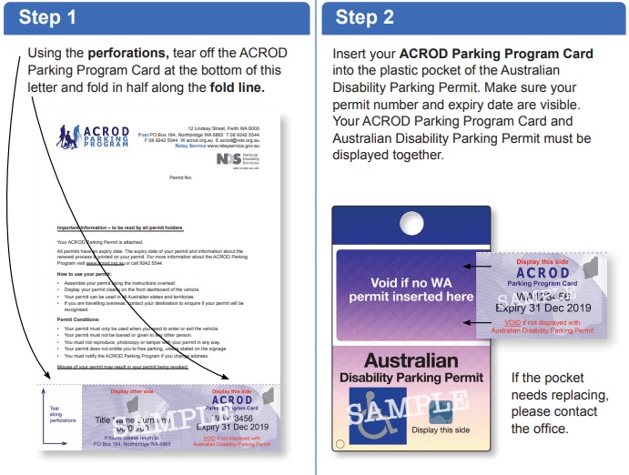 Displaying Your ACROD Parking Permit